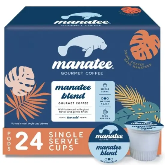 Manatee Gourmet Coffee Manatee Blend Medium Roast Coffee Pods - 24ct image {7}