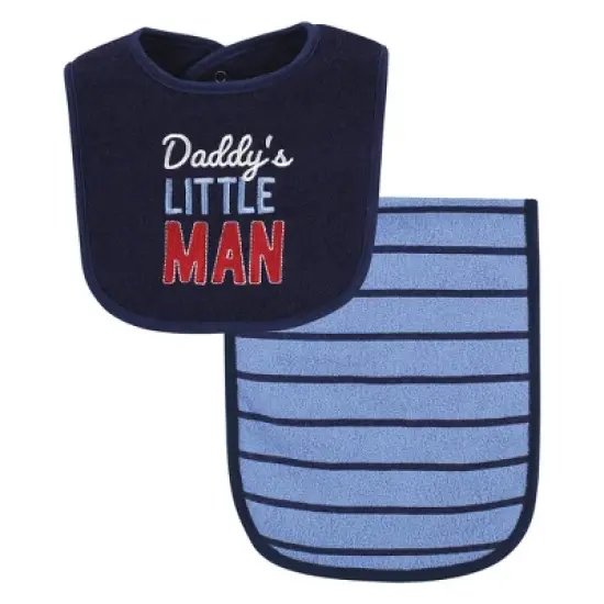 Hudson Baby Infant Boys Cotton Terry Bib and Burp Cloth Set, Daddys Little Man, One Size image {3}