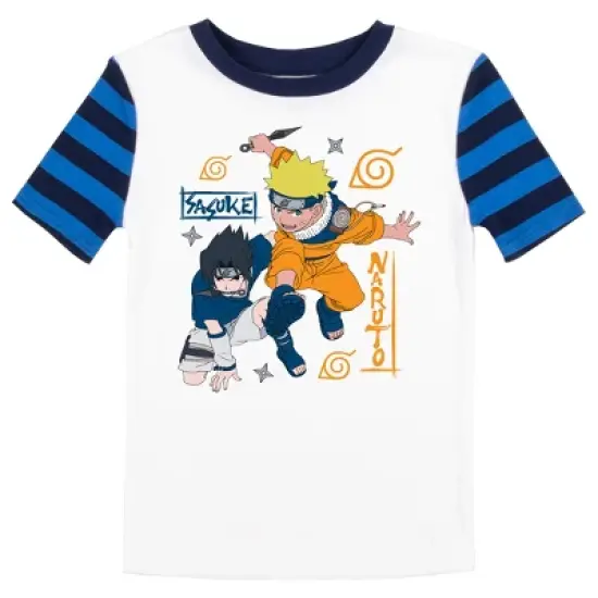 Naruto Classic Characters Youth Blue Striped Short Sleeve Pajama Set image {1}