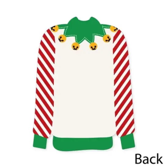 Big Dot of Happiness Ugly Sweater - Shaped Thank You Cards - Holiday and Christmas Party Shaped Thank You Cards with Envelopes - Set of 12 image {3}