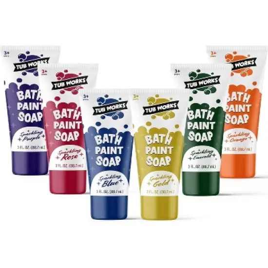 Tub Works Bath Paint Soap Bath Toy, Shimmer Colors 6 Pack image {6}