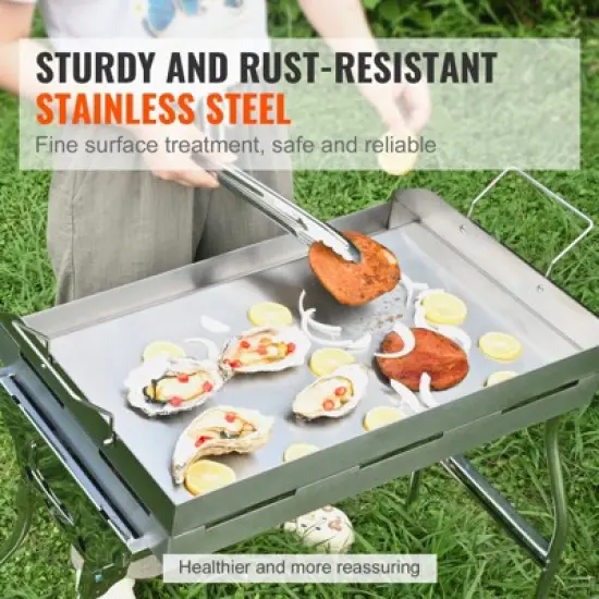 VEVOR Stove Top Griddle, 23.5"x16" Pre-Seasoned Stainless Steel Griddle, Rectangular Double Burner Griddle Pan, Non-Stick Family Pan Cookware image {3}