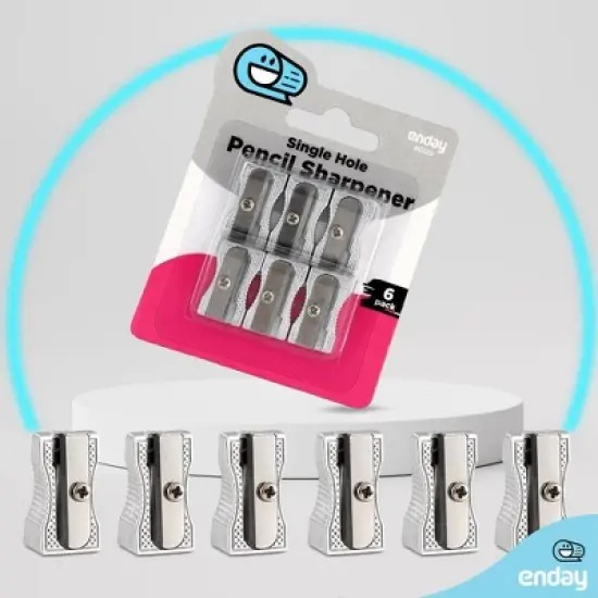 Enday Single Hole Metal Pencil Sharpener, 6 Pack image {3}