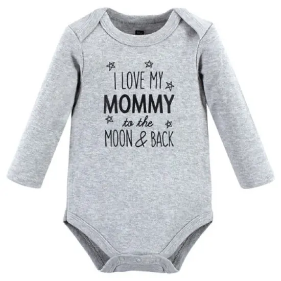 Hudson Baby Infant Boy Cotton Long-Sleeve Bodysuits, Mom Dad Moon Back image {2}