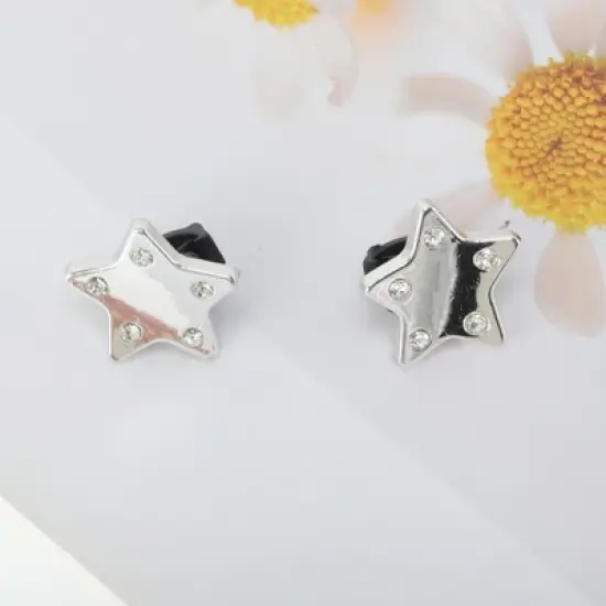 Unique Bargains Five-Rhinestone Star Shoelace Charms Silver Tone 1 Pair image {4}