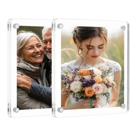 Unique Bargains Double Sided Fujifilm Mini Picture Acrylic Fridge Magnetic Frames 2 Pcs image {12}