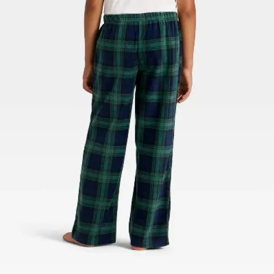 Kids' Plaid Microfleece Holiday Matching Family Pajama Pants - Wondershop&trade; Navy Blue image {2}