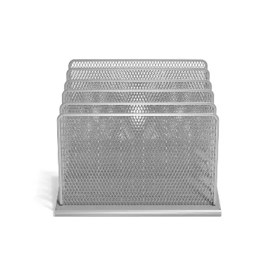 MyOfficeInnovations 5 Compartment Wire Mesh File Organizer Silver 24402450 image {1}