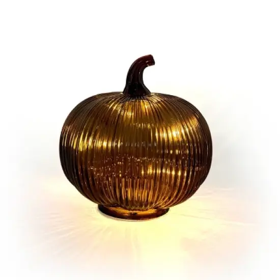 Glass LED Pumpkins Brown - Bullseye's Playground&trade; image {2}