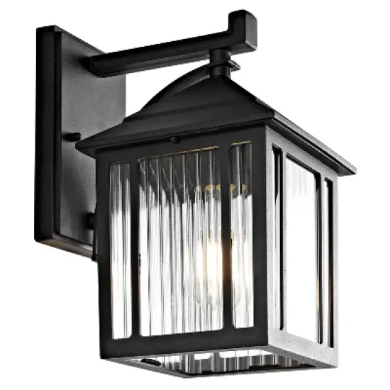 Ranzi Outdoor Wall Lantern - PLT4009 - Clear/Black - Safavieh image {1}