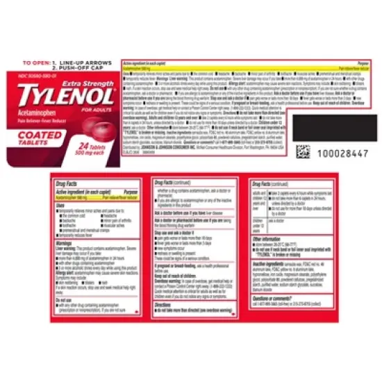 Tylenol Extra Strength Coated Tablets - Acetaminophen - 24ct image {6}