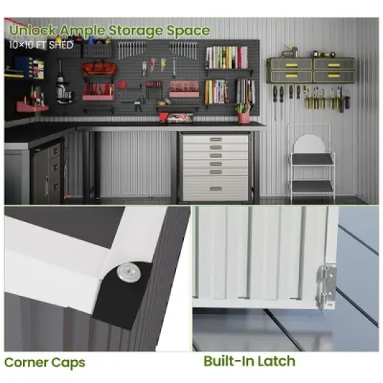 Outdoor Storage Shed,Metal Tool Shed with Lockable Doors ,Weatherproof Shed   for Patio, Garden & Lawn, Large Utility Shed for Tools image {5}