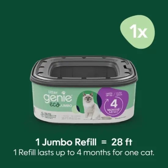 Litter Genie Eco Jumbo Refill Compostable Cats Litter Waste Disposal Bags image {2}