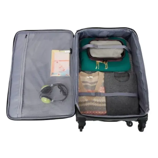 Skyline Softside Large Checked Spinner Suitcase - Gray Heather: Expandable Spinner Luggage image {7}