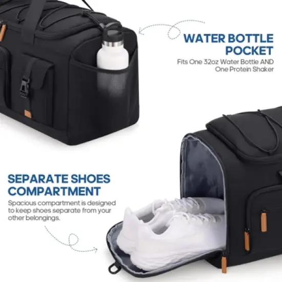Gym Bag for Men and Women with Shoe & Laptop Compartment, 3-in-1 Sports Travel Duffel Bag image {5}