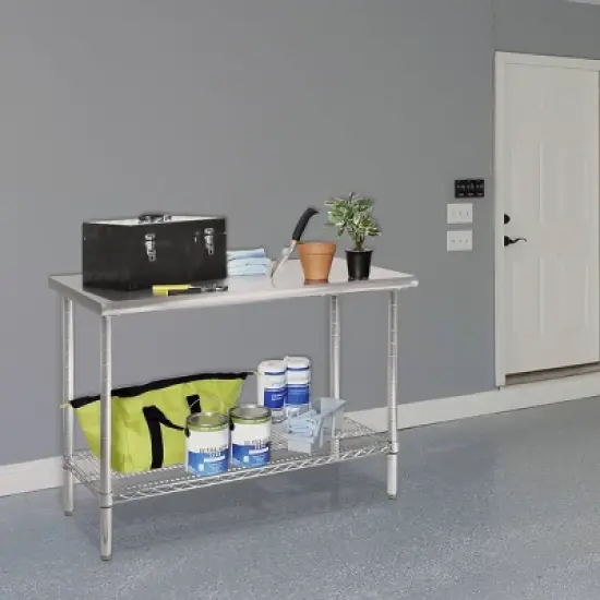 Commercial Grade Nsf Stainless Steel Top Work Table Chrome - Seville Classics image {2}