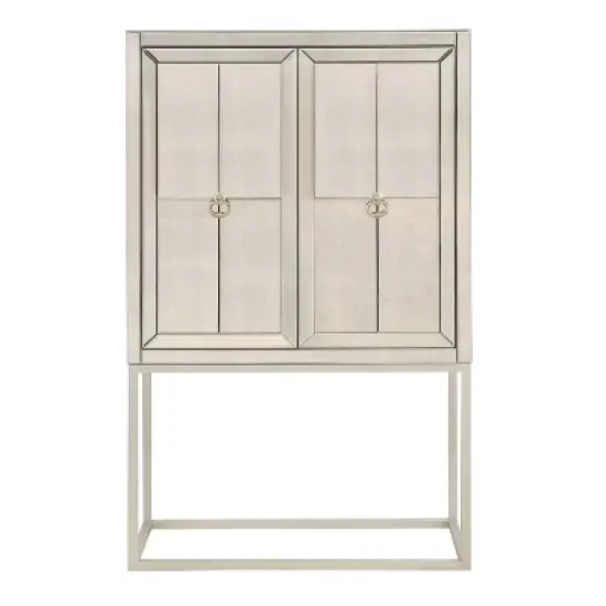 Robbie Contemporary 2 Door Mirrored Bar Cabinet with Wine Storage Gold - Treasure Trove image {1}