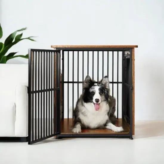 Dog Crate Furniture, End Table, Kennel for Dogs up to 70 lb, Modern Design Heavy-Duty Cage with Removable Tray, Double Doors image {5}