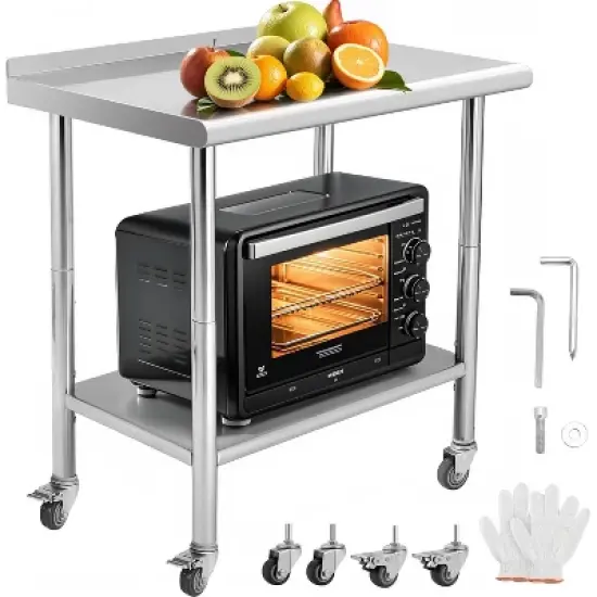 Heavy Duty Stainless Steel Work Table, Adjustable Height Utility Table for Home, Garage, and Restaurant Use image {11}