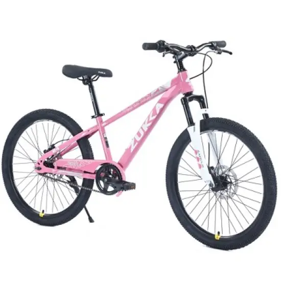 RISOKEYS 24 Inch Kids Mountain Bike, Kids' Bicycles for Girls & Boys Bikes Ages 8-12, Mountain Bikes Single Speed & Front and Rear Disc Brakes, image {8}
