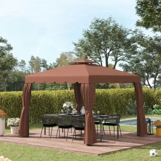 Resenkos Canopy Replacement Cover, Gazebo Canopy Top Replacement, 9.8'x9.8' Gazebo Replacement Canopy, Coffee Brown image {8}
