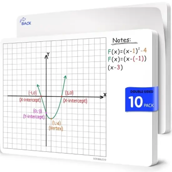 SCRIBBLEDO Dry Erase XY Graph 11"x14" Practice Sheets Pack of 10 image {7}