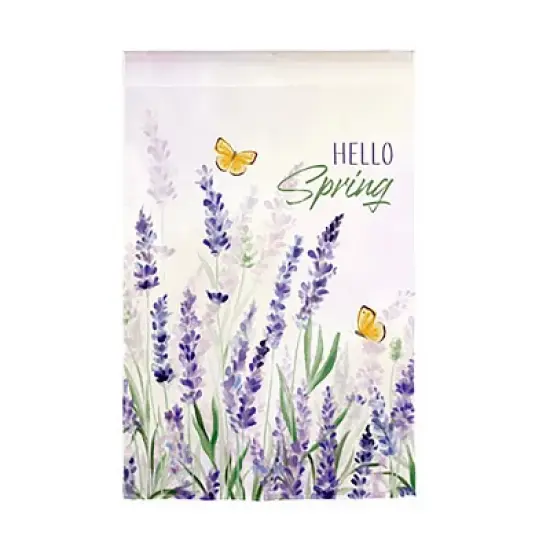 Lavender Fields Burlap House Flag image {2}
