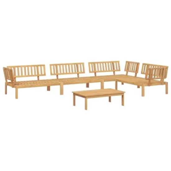 vidaXL - 5 Piece Patio Pallet Sofa Set - Solid Acacia Wood Garden Outdoor Furniture - Modular Design - 1 Table 4 Sofas image {8}