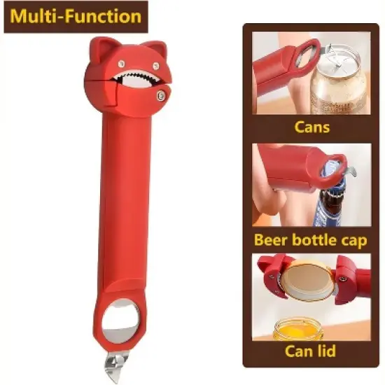 Multi function Retractable Magnetic Can Opener and bottle cap opener for Weak Hands image {3}