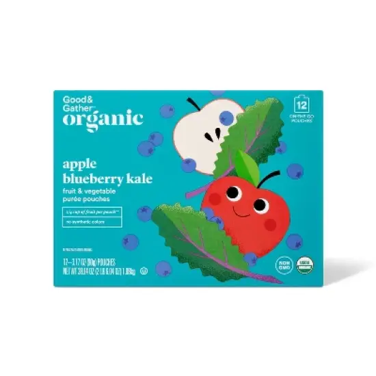 Organic Apple Blueberry Kale Fruit & Vegetable Puree Pouches - 38.04oz/12ct - Good & Gather&trade; image {4}