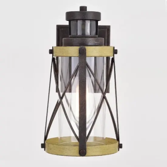 VAXCEL Harwood Bronze Motion Sensor Dusk to Dawn Outdoor Wall Light Farmhouse Clear Glass image {10}