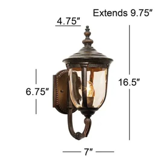 John Timberland Bellagio Vintage Rustic Outdoor Wall Light Fixture Veranda Bronze Upbridge 16 1/2" Champagne Glass for Post Exterior Barn Deck House image {5}
