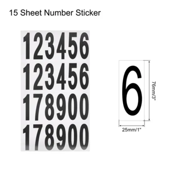 Unique Bargains Office Home Warehouse Self-Adhesive Mailbox Numbers Sticker 15 Sheet image {1}