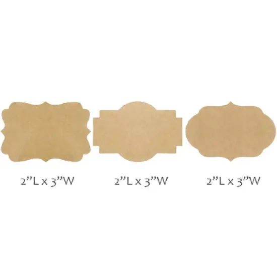 Wrapables Kraft Paper Sticker Labels for Lids, Mason Jars, Bottles, Homemade Products, Gift Wrapping, Parties, (300pcs) Fancy Frame image {1}