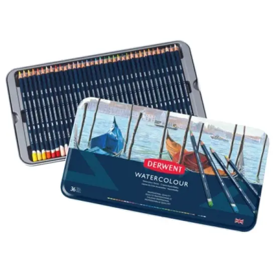 Derwent Watercolor Pencils with Tin, Assorted Colors, Set of 36 image {2}