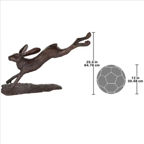 Design Toscano Leaping Hare, Jumping Rabbit Cast Bronze Garden Statue image {3}