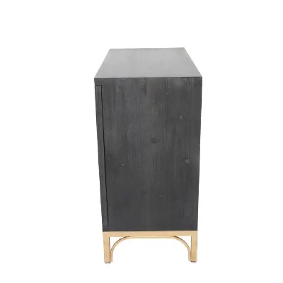 Art Deco Contemporary Mirrored Wood Cabinet Black - Olivia & May image {7}