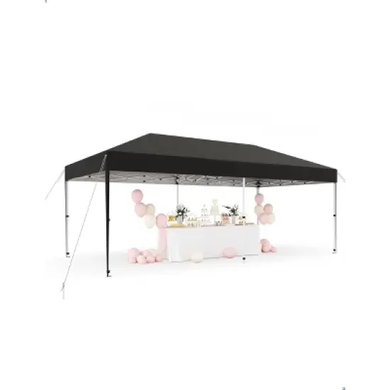 10x20 FT Pop Up Canopy Tent, Commercial Instant Canopy with 210D Oxford Fabric, Heavy Duty Steel Frame, Black image {1}