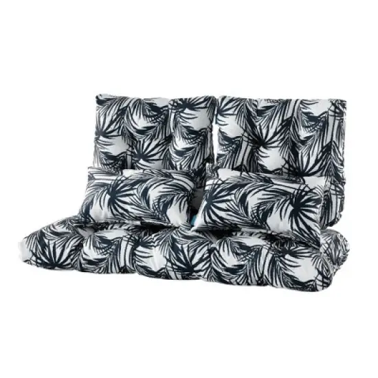 ARTPLAN Outdoor Cushions for Settee,Wicker Loveseat Cushions with Tie,Tufted Patio Cushions 2 U-Shaped Set of 5 Piece,L44xW19，Floral image {6}