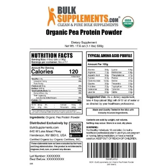 BulkSupplements Organic Pea Protein Powder image {5}