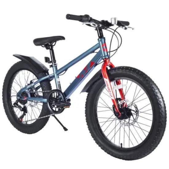 Aukfa Kids Mountain Bike Fat Tire 20 Inch 7 Speed Transmission with Fenders, Suitable for Girls and Boys Over 5 Years Old image {7}