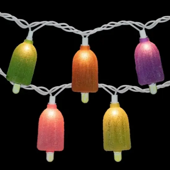 Northlight Sugared Ice Pop Indoor Outdoor Patio String Light Set - 7.25' White Wire - 10ct image {2}