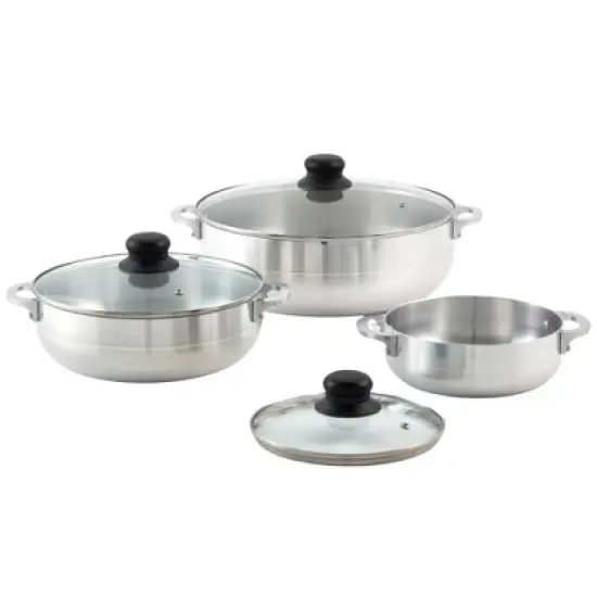 IMUSA 3pc Basic Caldero Set with Glass Lid: Aluminum Cookware, 6-Piece, Electric & Gas Compatible, Hand Wash image {1}