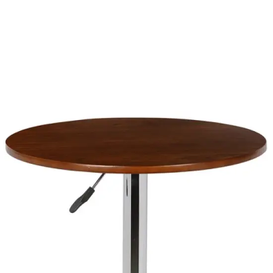 Bentley Adjustable Bar Height Pub Table Walnut with Chrome Finish - Armen Living image {2}