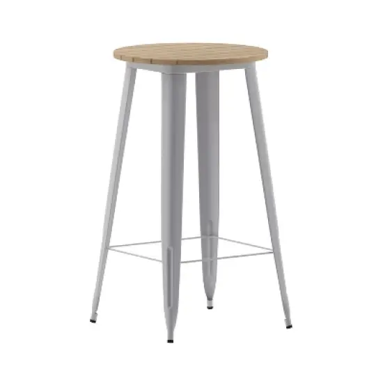 Flash Furniture Declan Commercial Indoor/Outdoor Bar Top Table, 23.75" Round All Weather Poly Resin Top with Steel base image {12}