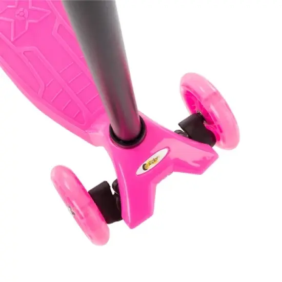 Toy Time Kids Beginner Scooter With Adjustable Height Handlebars and LED Light-Up Wheels  &ndash; Neon Pink image {1}