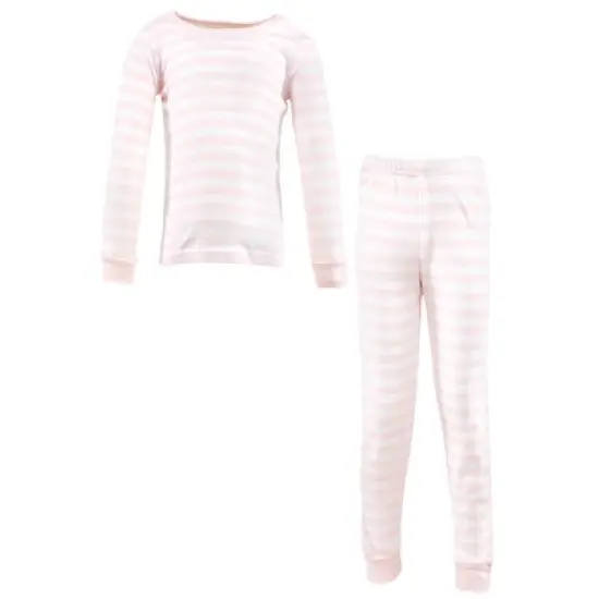 Hudson Baby Infant Girl Cotton Pajama Set, Soft Pink Stripe image {4}