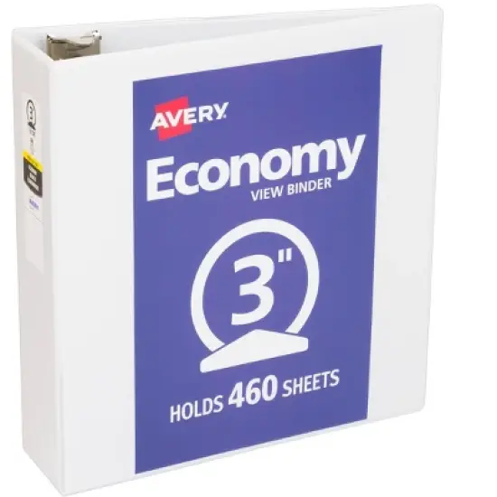 Avery Economy View 3 Ring Binder, 3" Round Rings, 1 White Binder (05800) image {6}