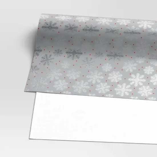 30&rdquo; 20 sq ft Christmas Roll Wrap Silver Snowflake on Grey - Wondershop&trade; image {2}