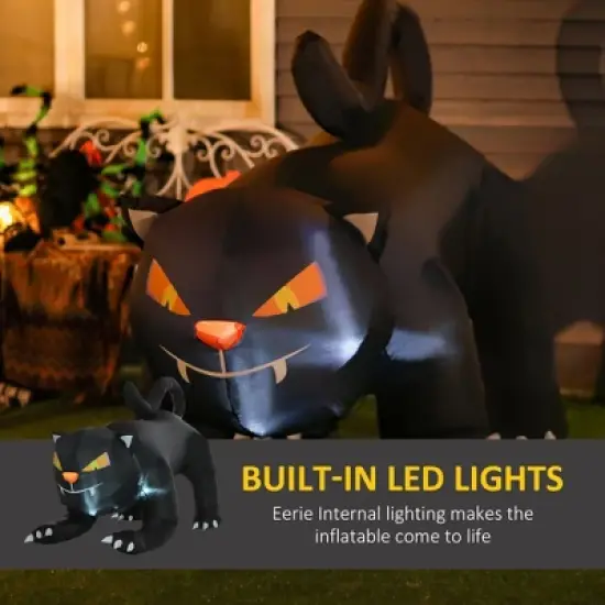 Inflatable Halloween Black Cat, Blow Up Outdoor LED Yard Display image {7}